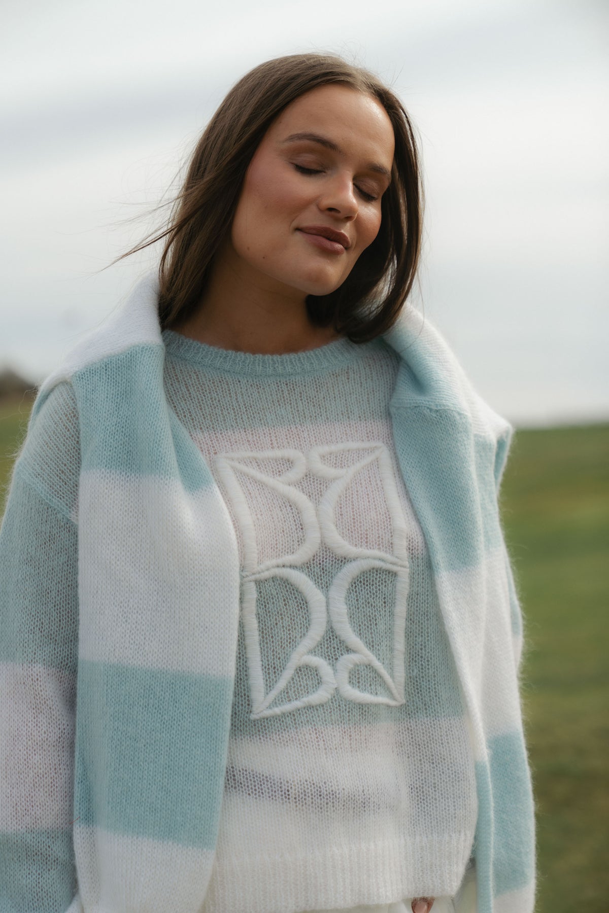 Mohair Stripe Sweater - Blå/Kräm