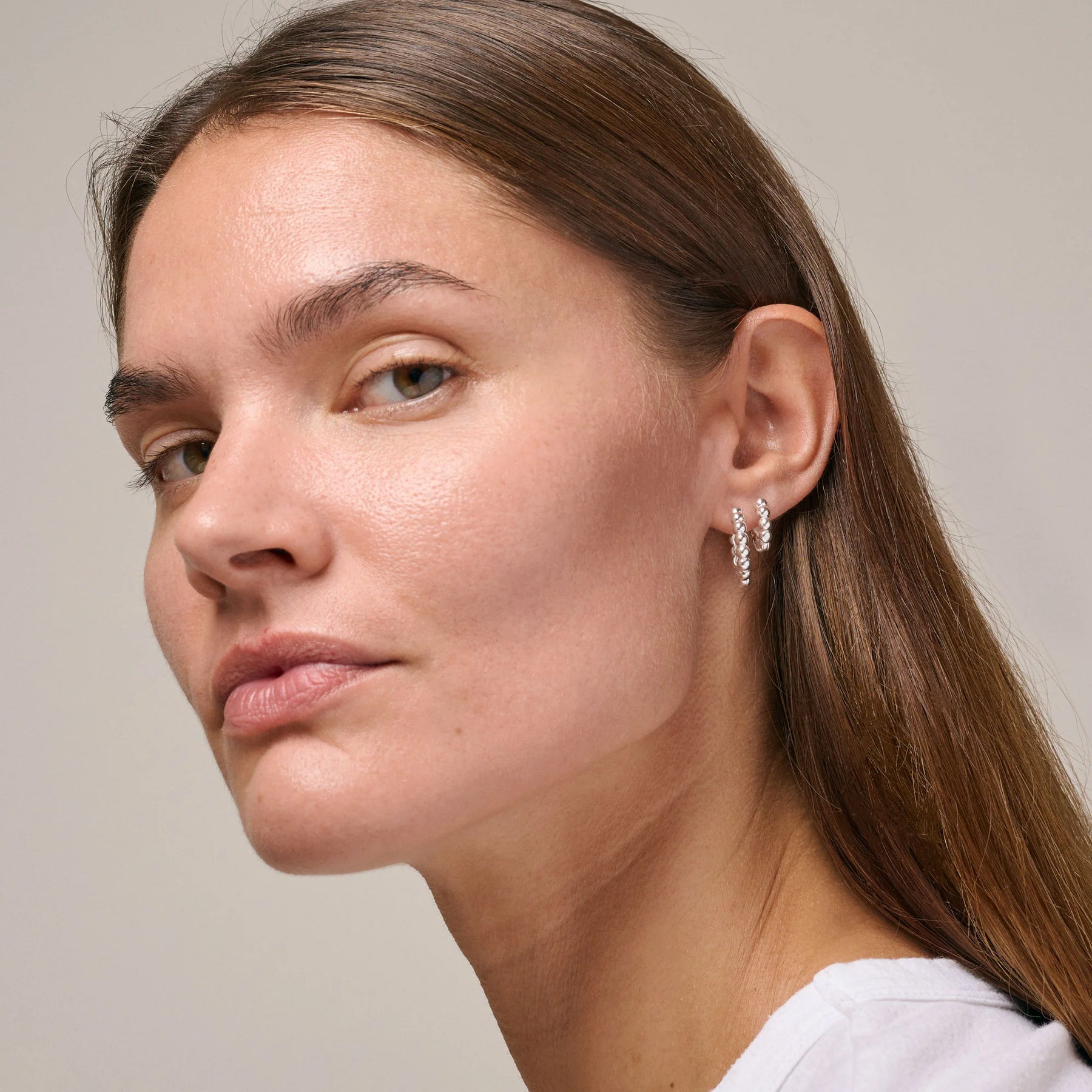 Ball Small Hoops - Silver