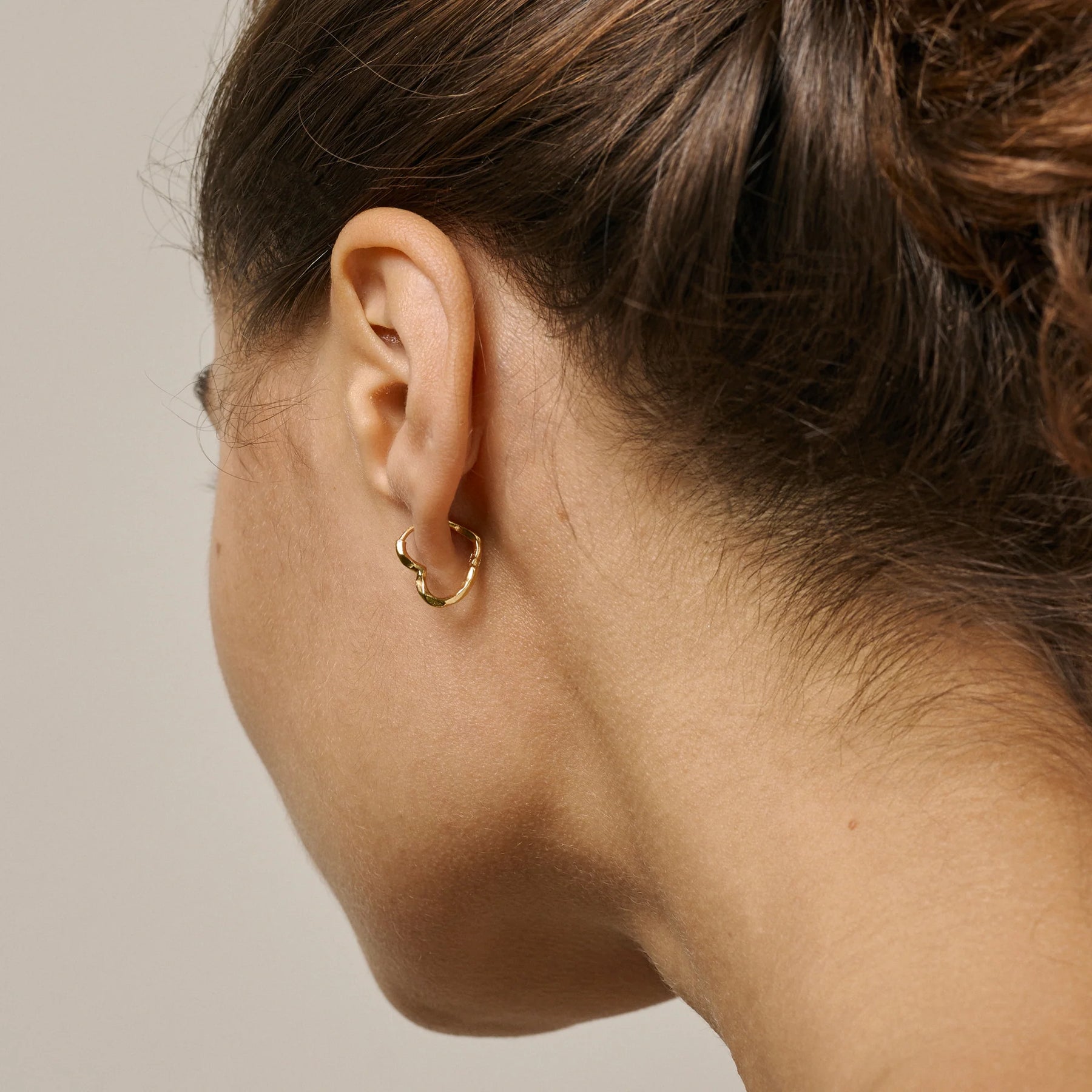 Organic Heart Small Hoops - Gold