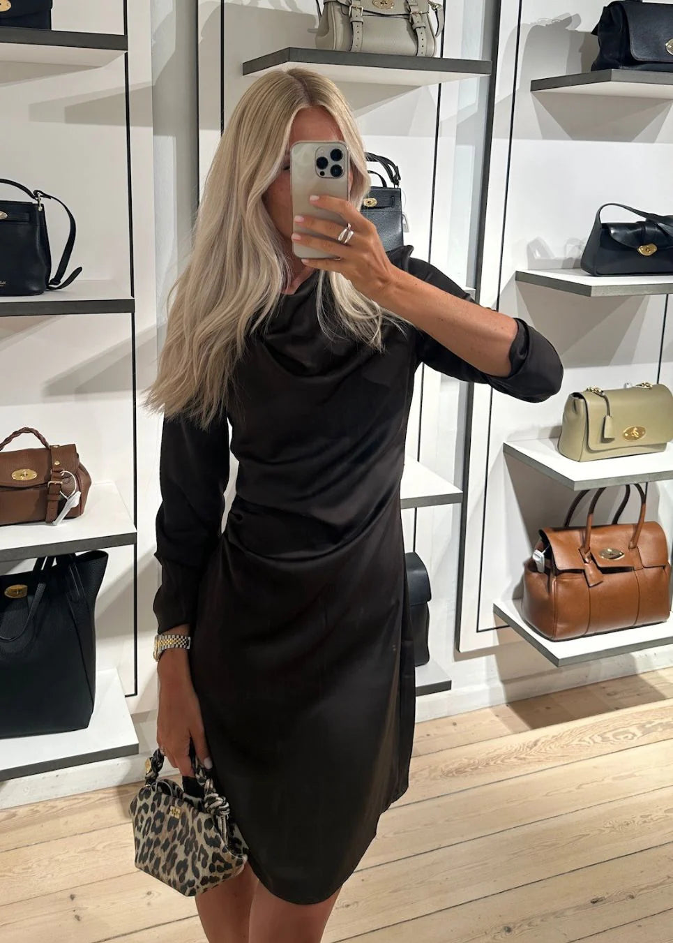 Tailor Ls Short Dress - Seal Brown