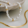 Snake Chain & Pearl Anklet 2 Pack - Pearl