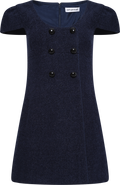 Textured Boucle Mini Dress - Marinblå