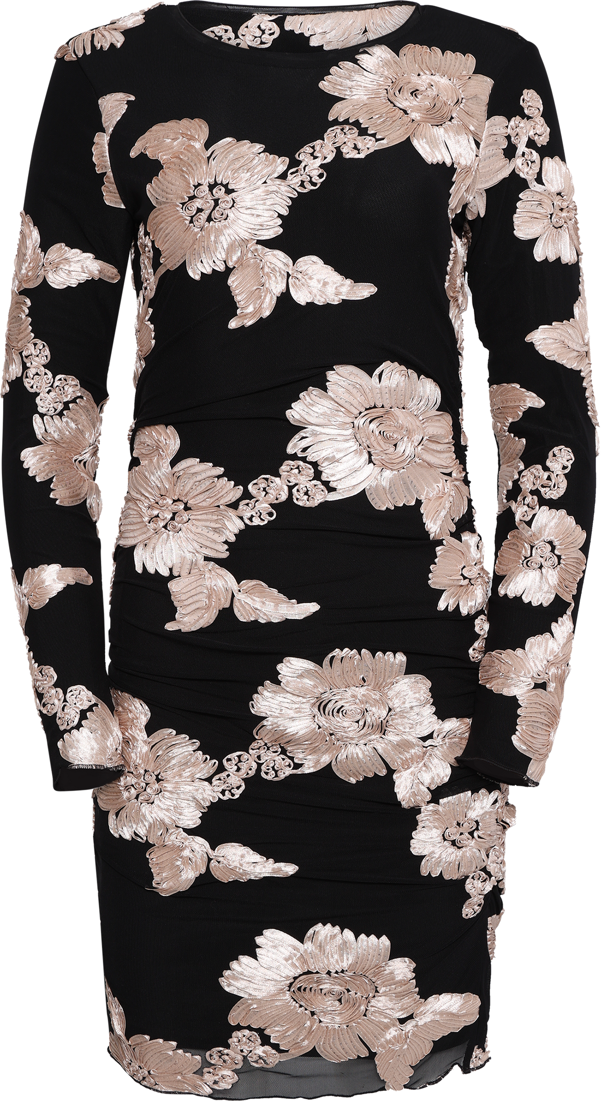 Majaic Mesh Dress - Black Beige Flower