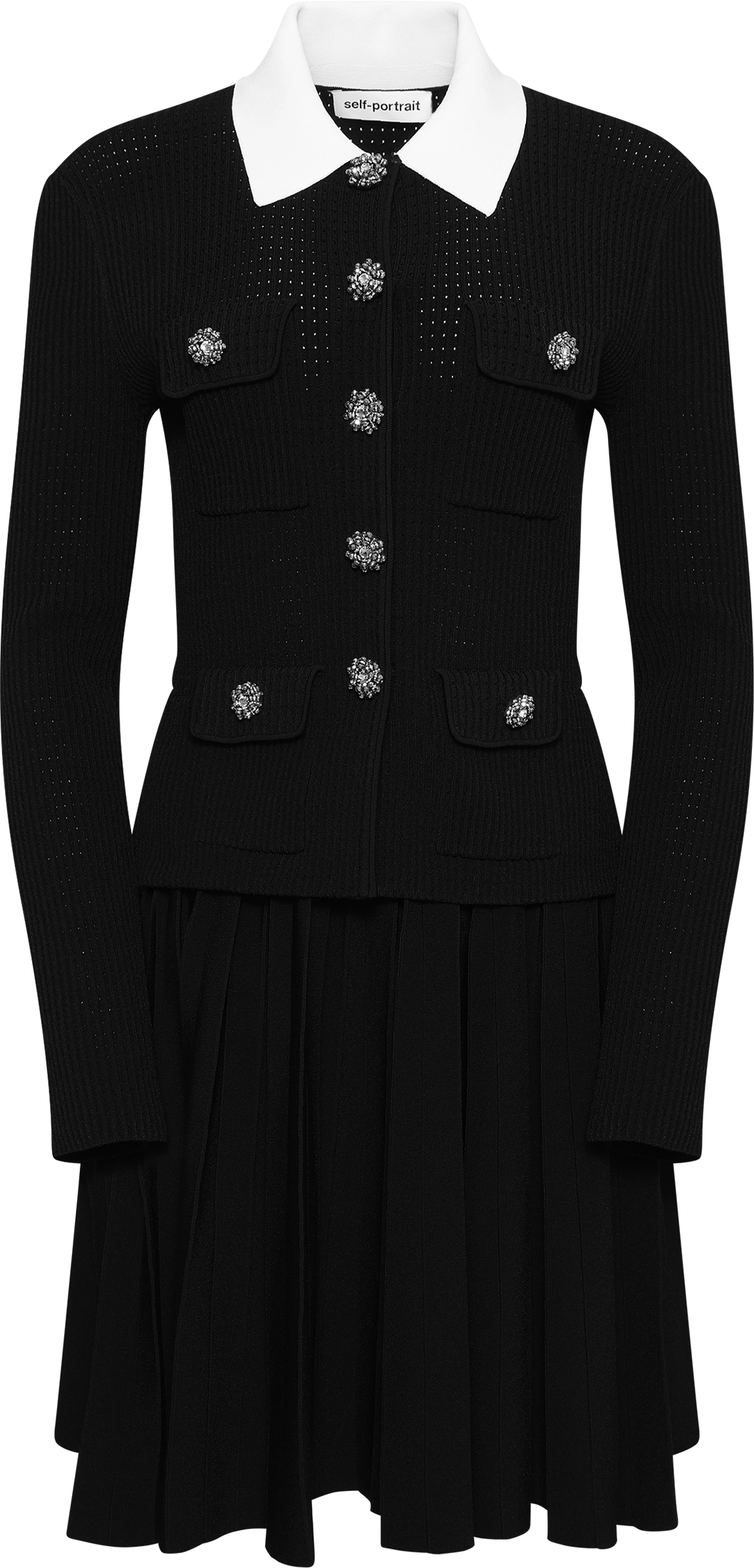 Tailored Knit Mini Dress - Black