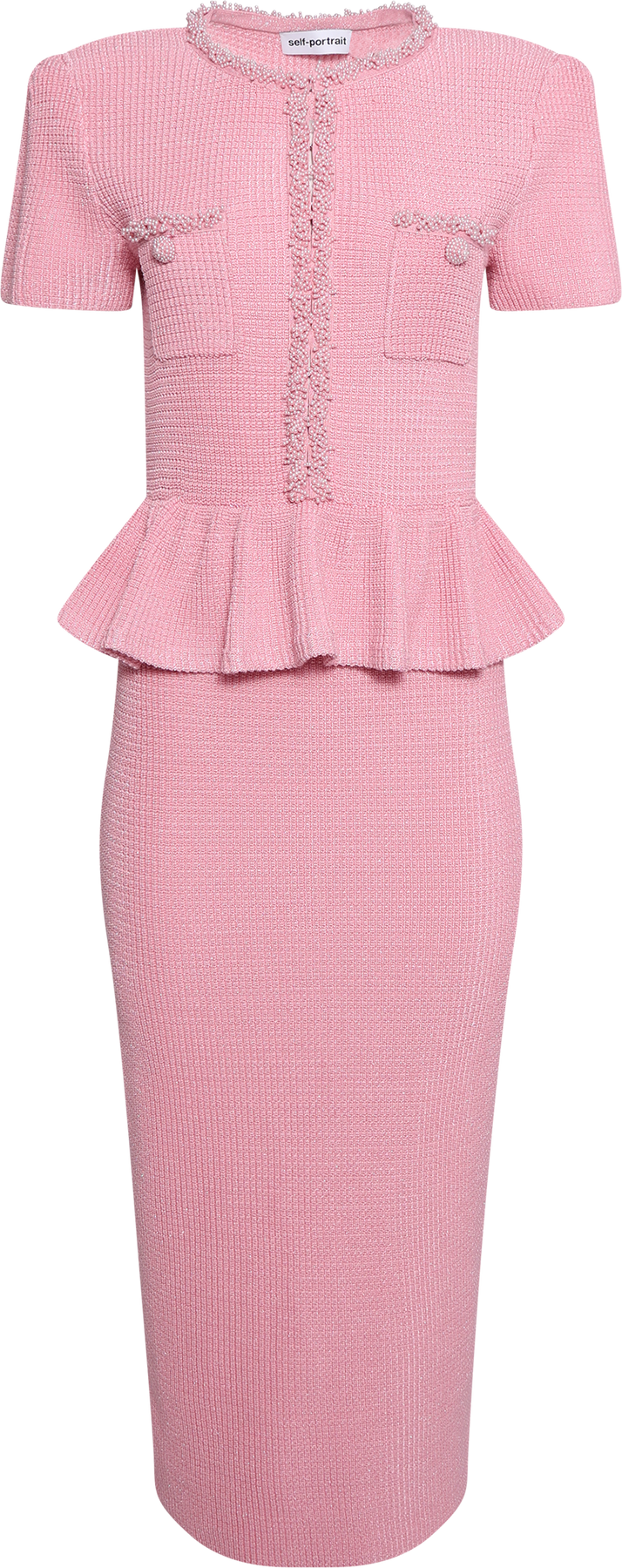 Peplum Knit Midi Dress - Rosa