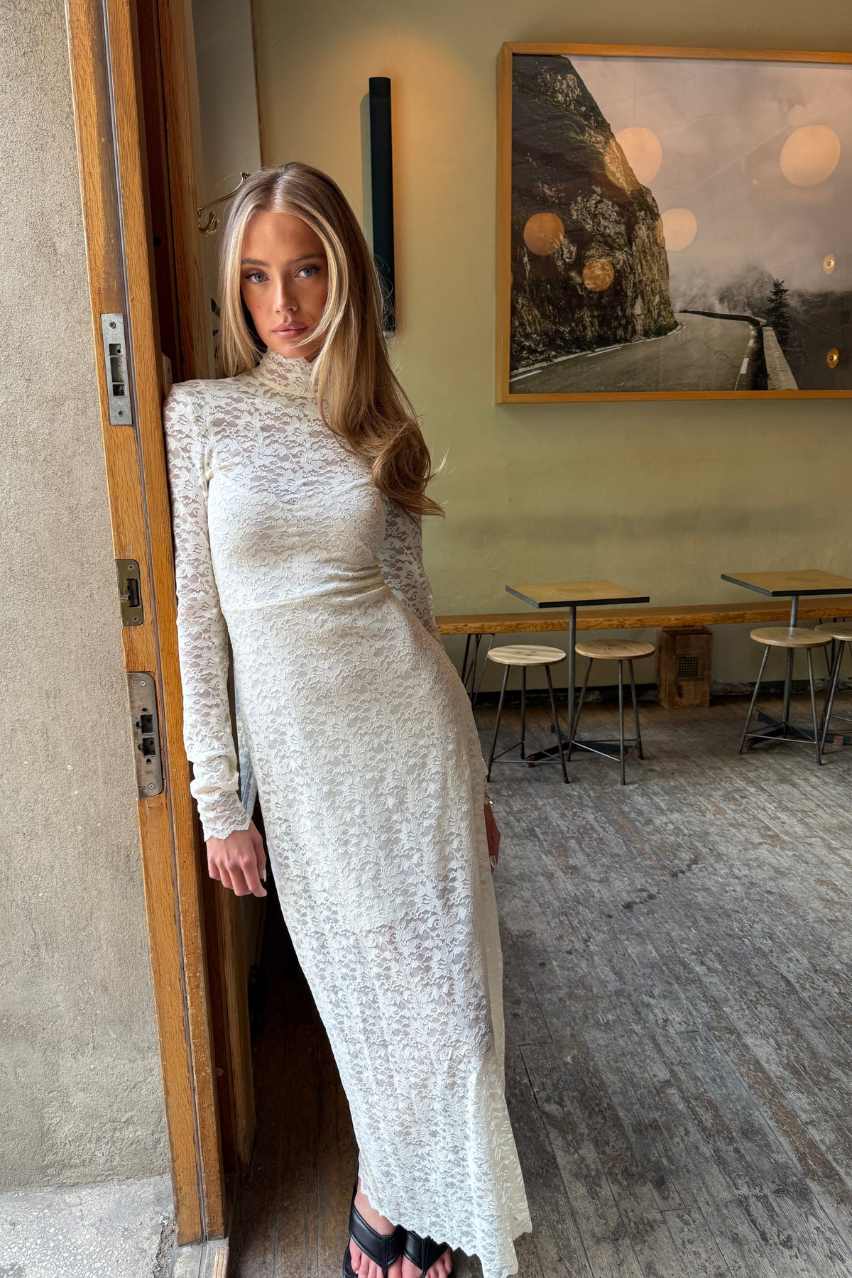 Olivia Lace Maxiklänning - Creme