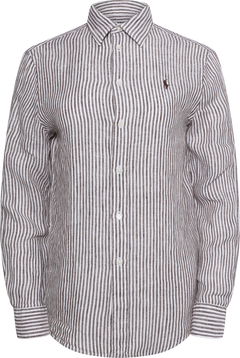 Woven-Sport Shirt - Dark Brown/White