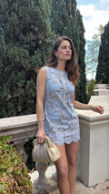 Fine Lace Mini Dress - Blå