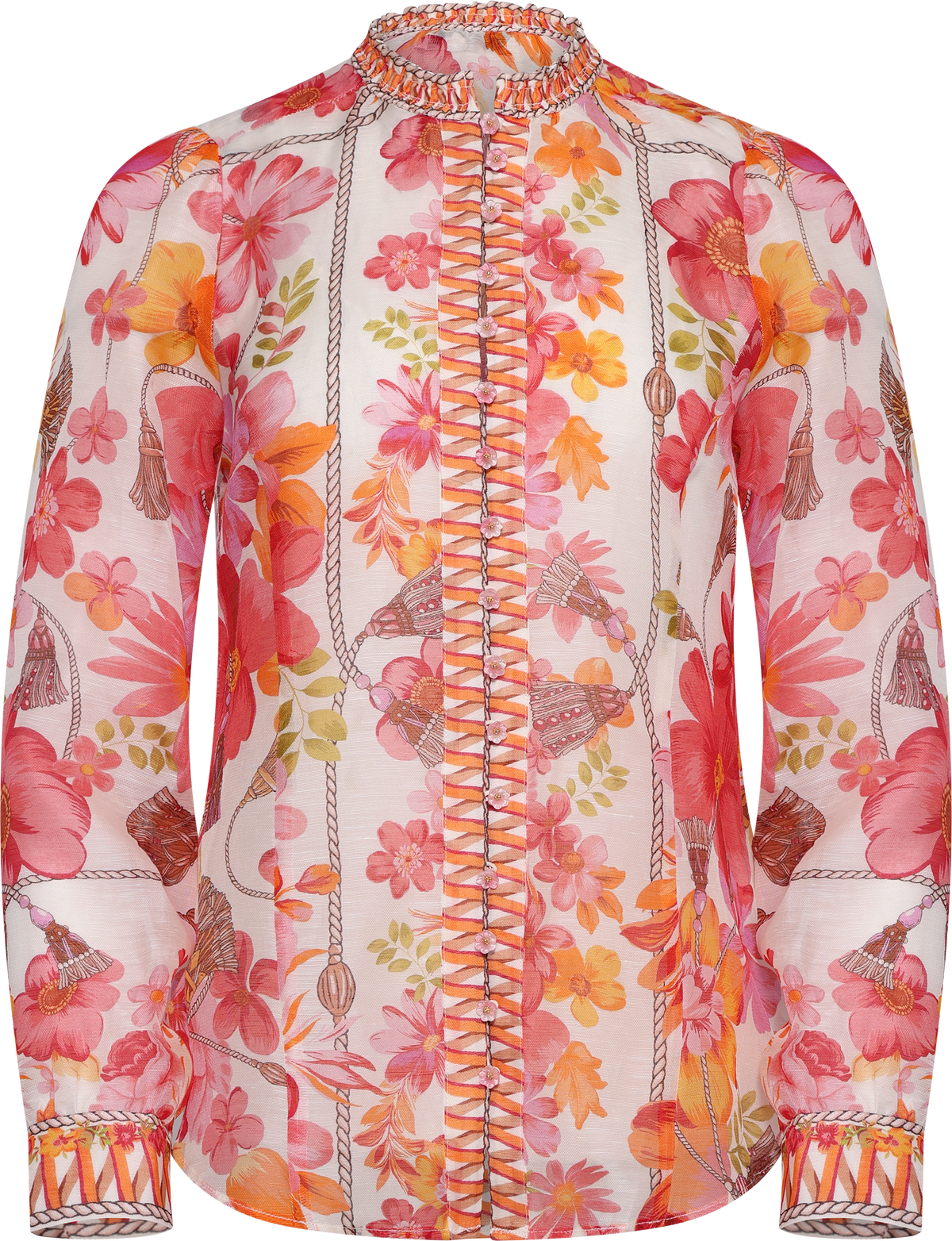 Zola Silk Linen Blouse - Coral