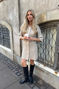 Oliviaic Knit Dress - Ribbed Beige