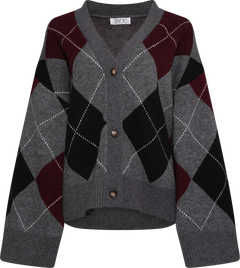 Saschaic Cardigan - Grey Argyle