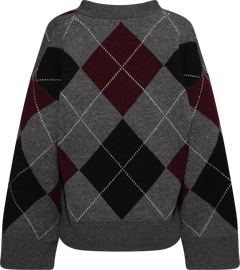 Saschaic Cardigan - Grey Argyle