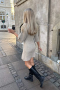 Oliviaic Knit Dress - Ribbad beige