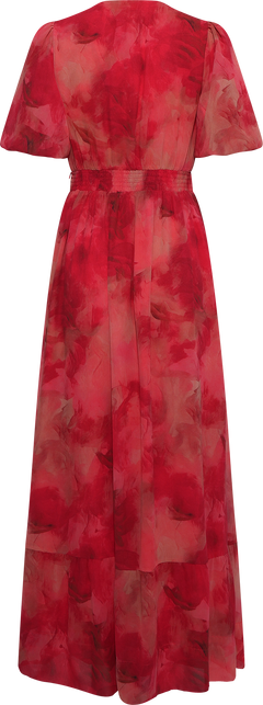 Nordalill Chiffon Maxi Dress - Coral Red