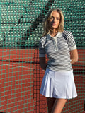 Marte Ss Rib Polo Knit - Marinblå randig