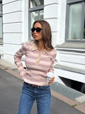 Marte Ls Stripe Polo - Rosa