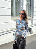 Marte Ls Stripe Polo - Blå