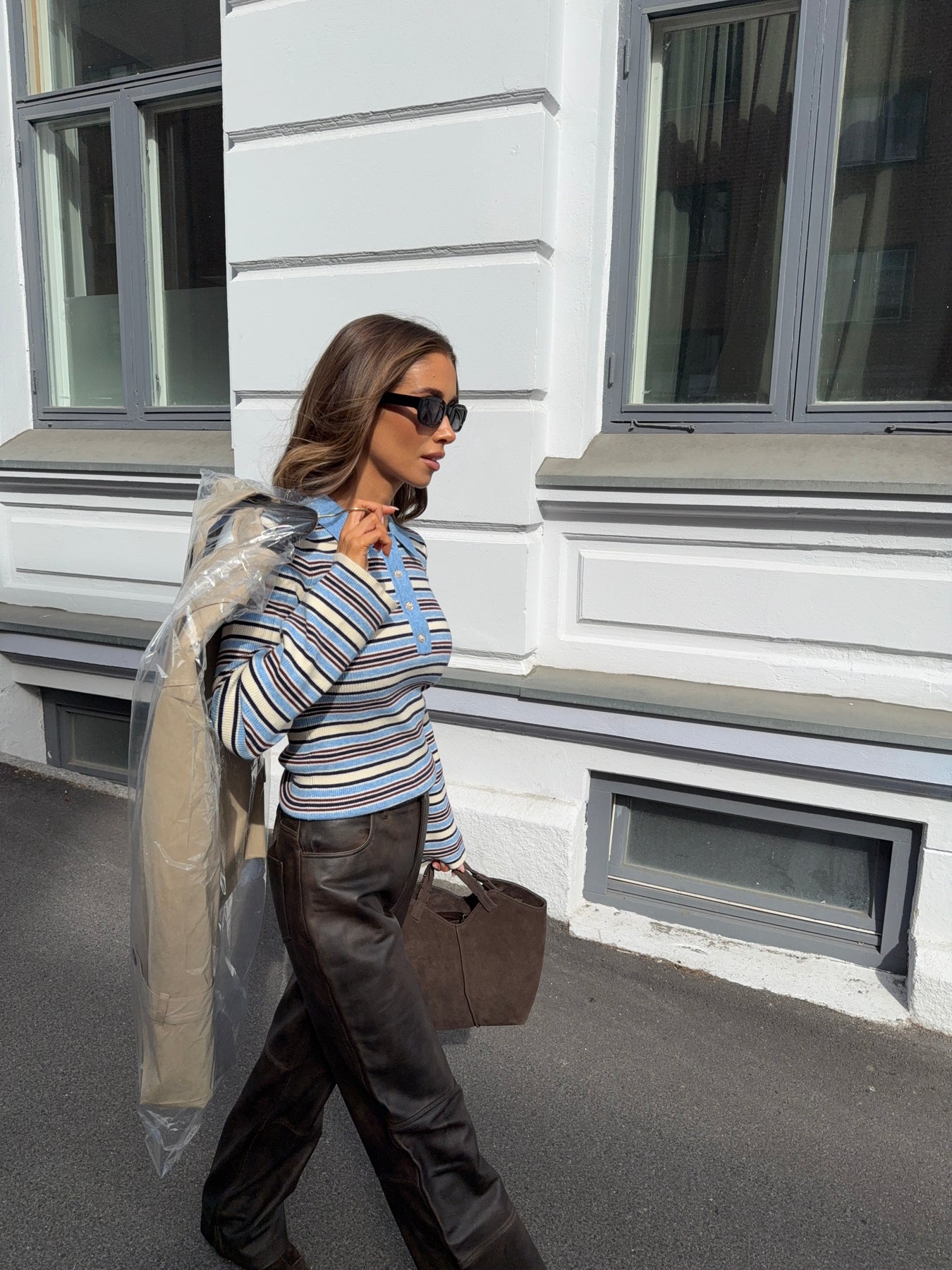 Marte Ls Stripe Polo - Blå