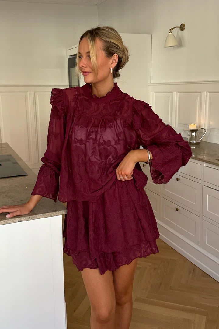 Ellinoric Lace Shirt - Vintage Bordeaux