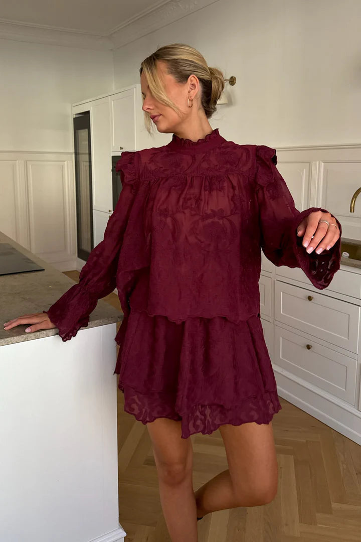 Ellinoric Lace Shirt - Vintage Bordeaux