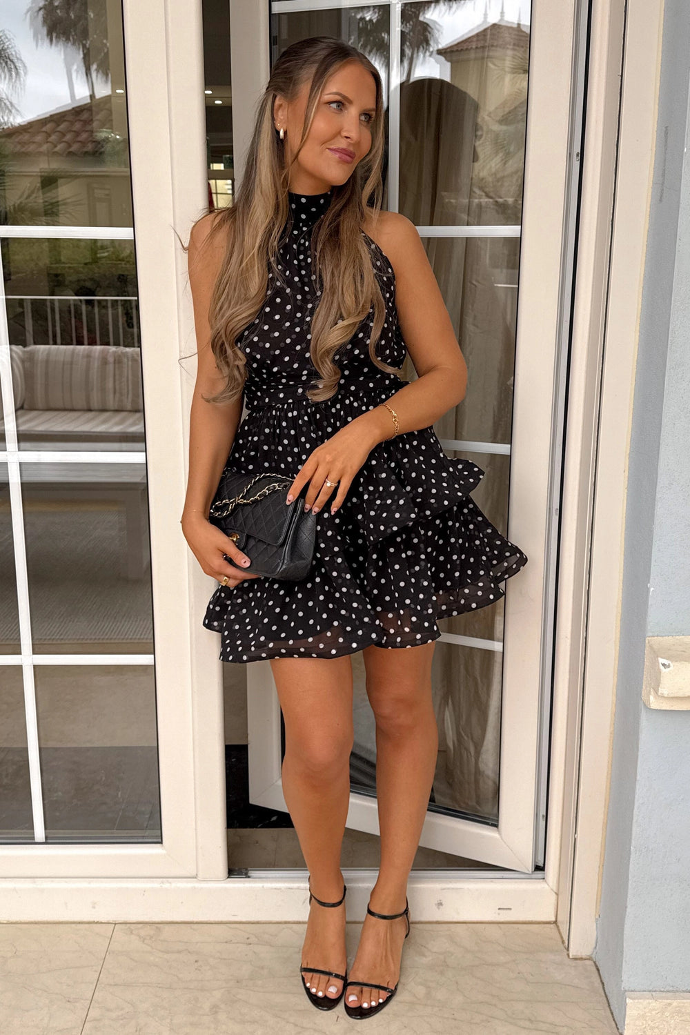 Idun Polka Dot Mini Dress - Black Dot