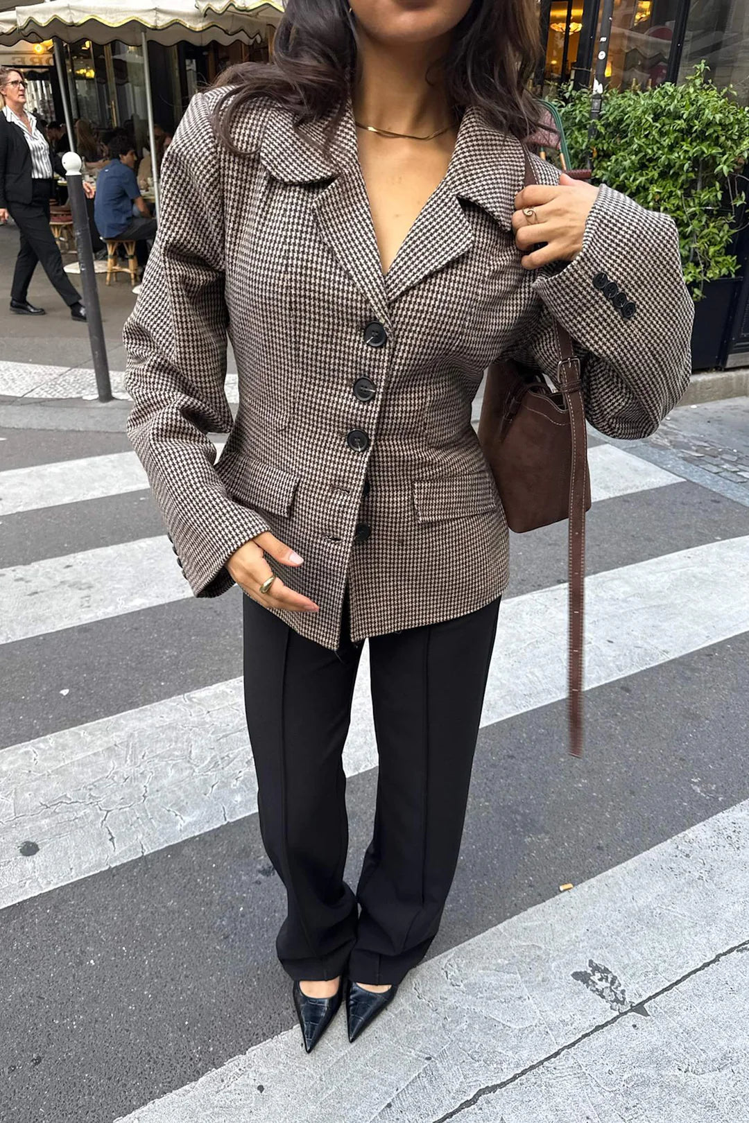 Stineic Blazer - Brunt rutmönster