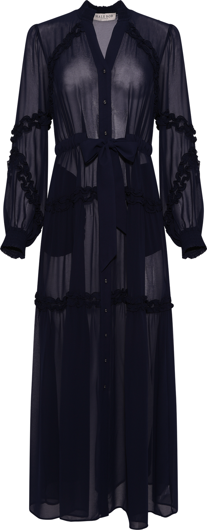 Meghan Solid Long Dress - Marinblå
