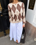 Anni Argyle Knit Cardigan - Brun