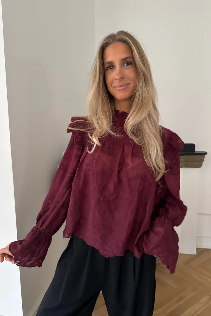 Ellinoric Lace Shirt - Vintage Bordeaux