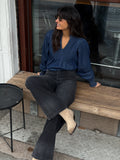Emma Denim Solid Blus - Blå