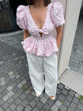 Jacquard Puff Sleeve Top - Ballerina