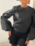 Cia Double Pouf Sleeve Blouse - Svart
