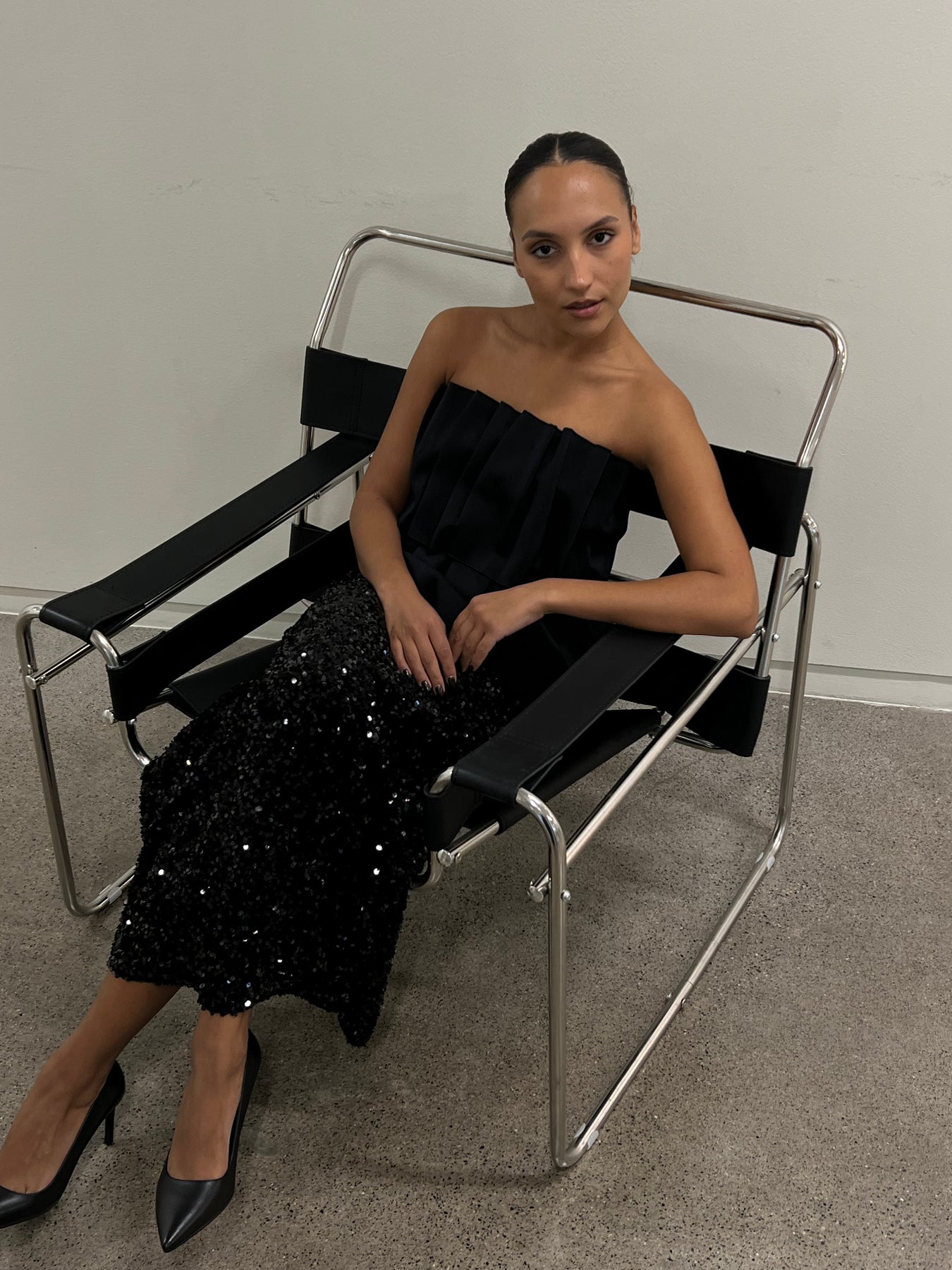 Alva Maxi Sequin Skirt - Svart