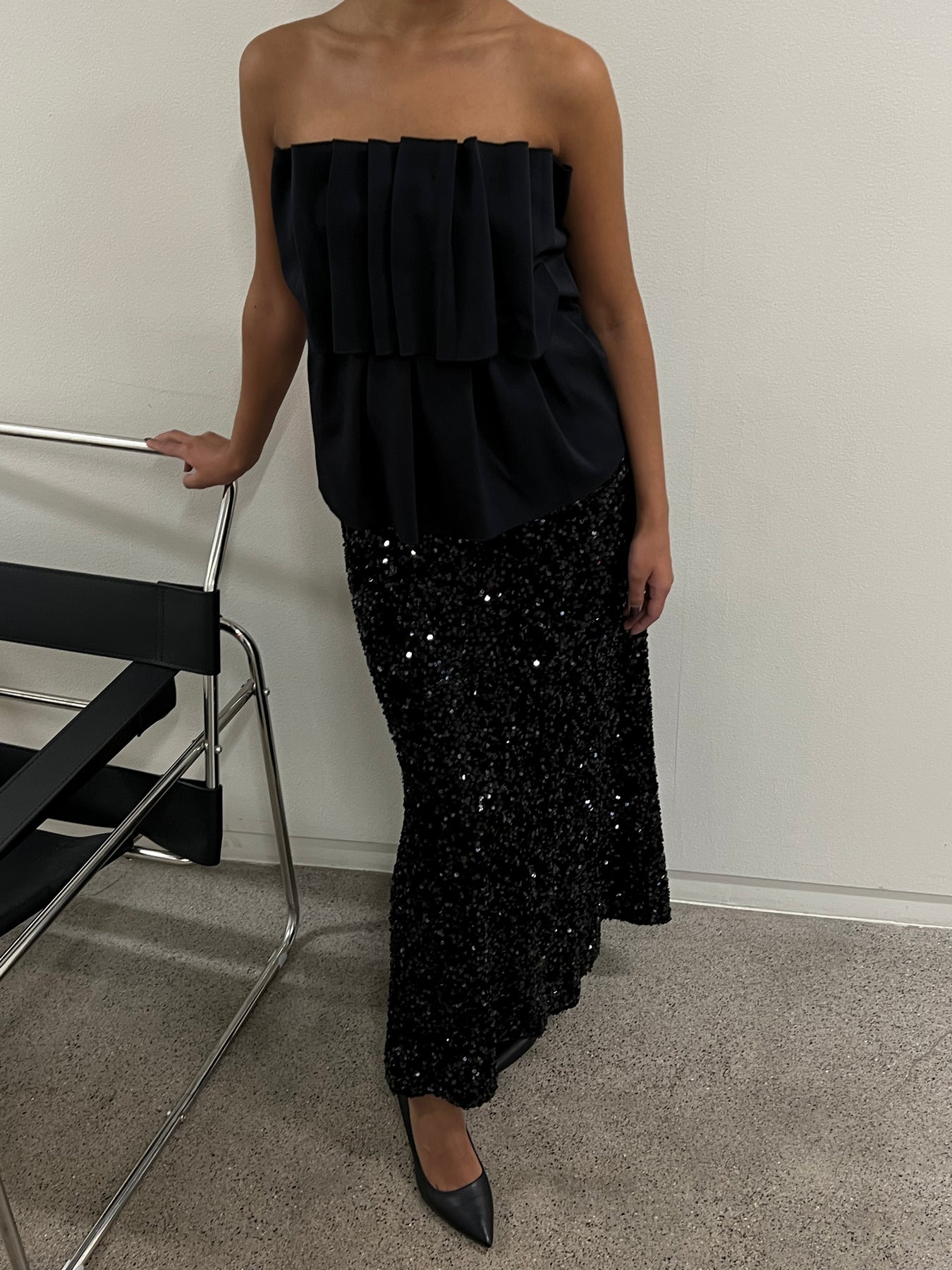 Alva Maxi Sequin Skirt - Svart