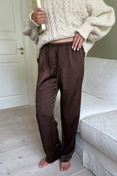 Fieic Pants - Dark Brown Satin