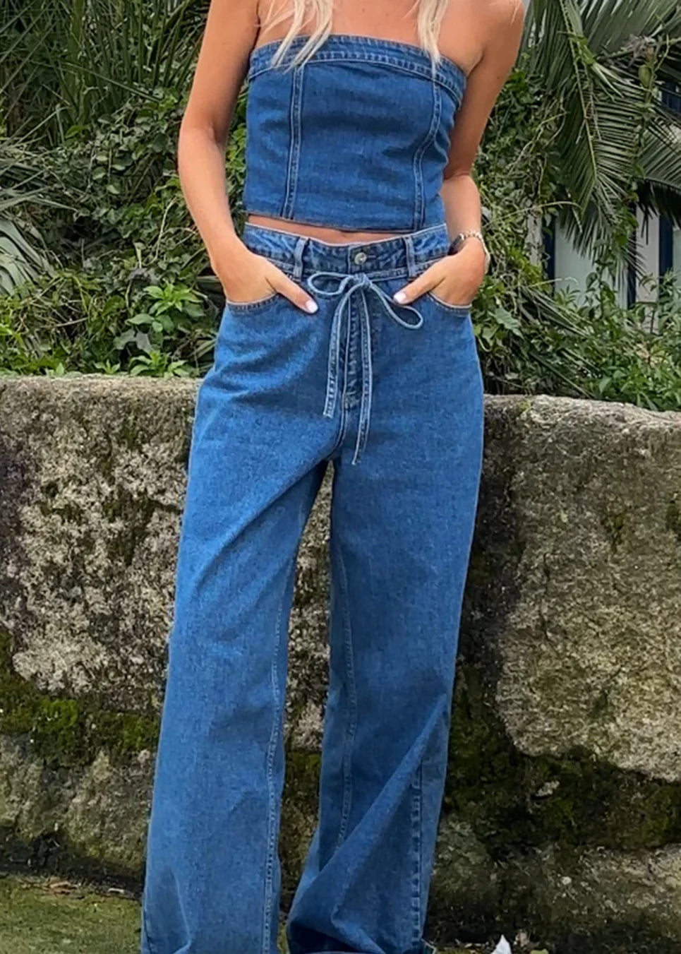Modström Isolde Solid Pants - Distressed Blue