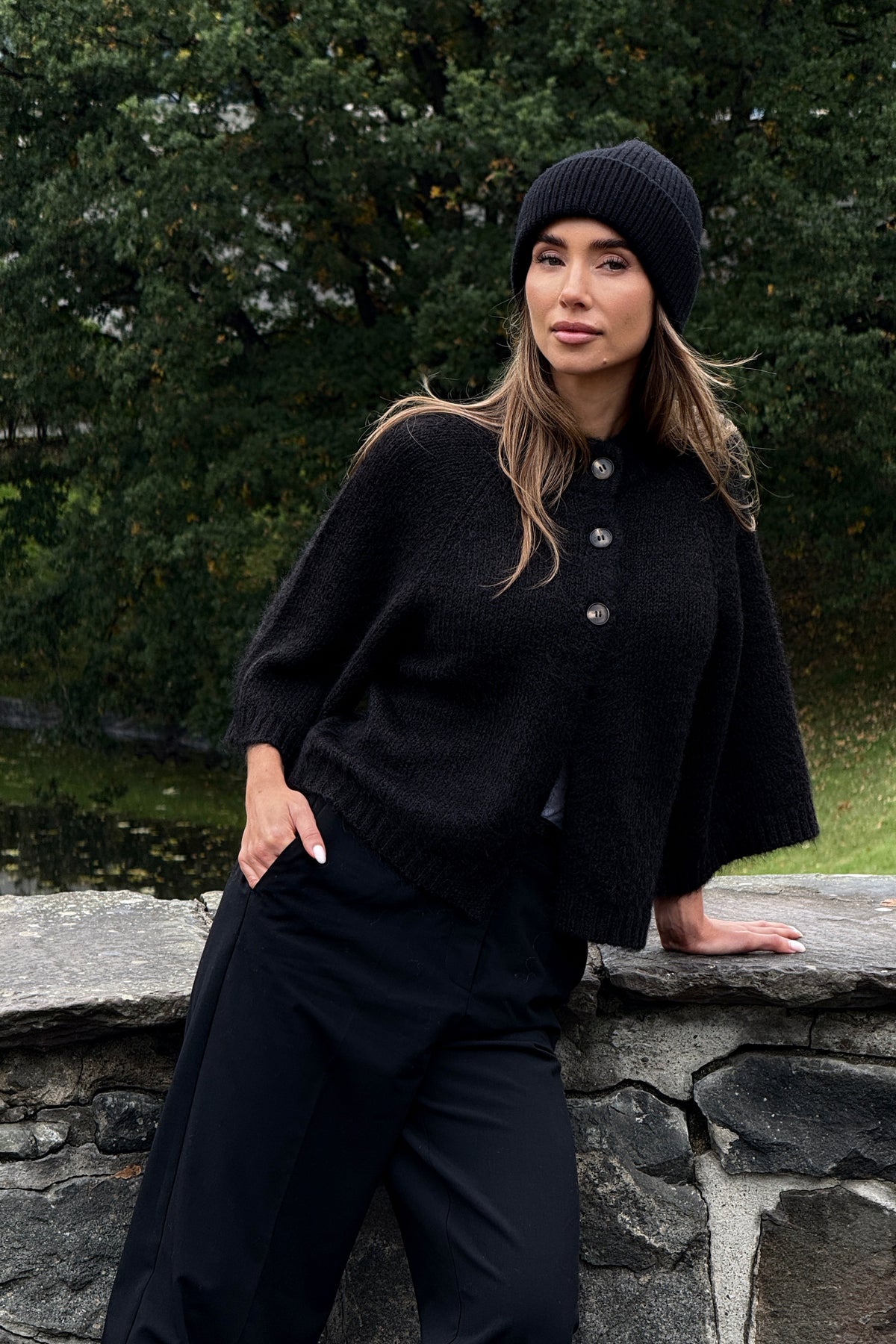 Diana Cape Cardigan - Mörkbrun