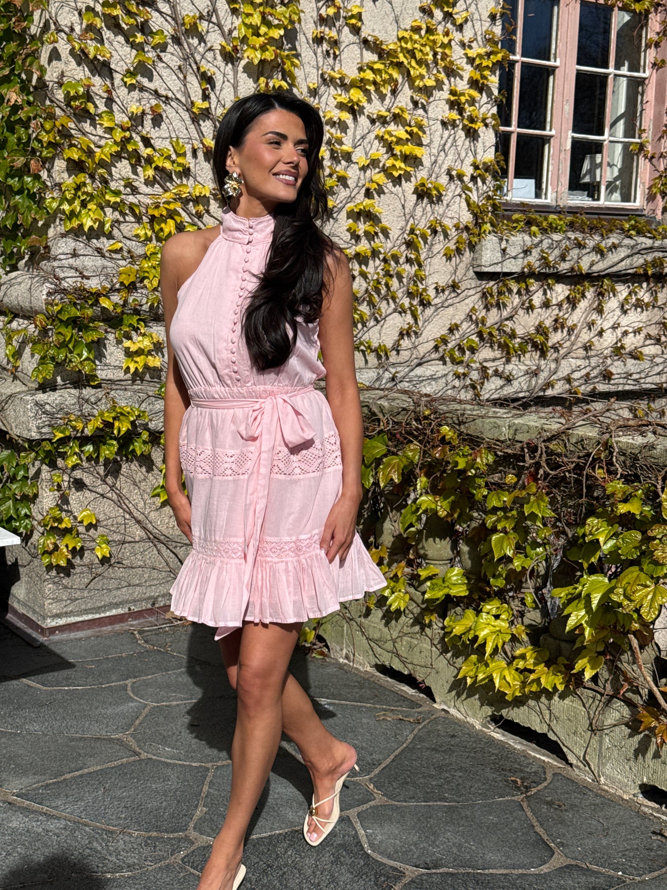 Mone Cotton Mini Dress - Ljusrosa