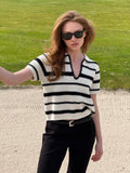 Sofie Stripe Knit Top - Svart/Creme
