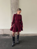 Liv Cord Solid Dress - Vinröd