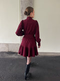 Liv Cord Solid Dress - Vinröd