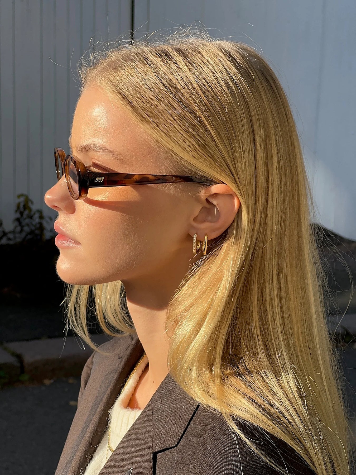 Petite Diamond Edge Hoops - Gold