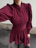 Liv Cord Solid Dress - Vinröd