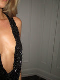 Sophie Sequins Plunge Dress - Svart