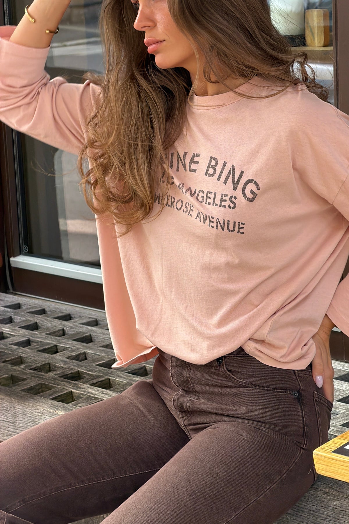 Ivan Long Sleeve Melrose Stencil - Washed Blushed