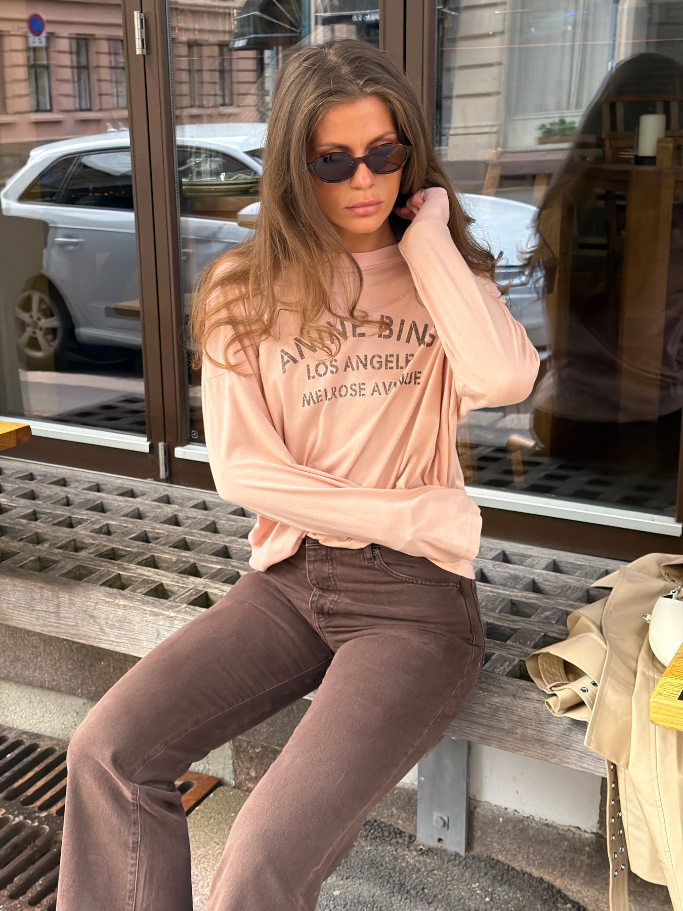 Ivan Long Sleeve Melrose Stencil - Washed Blushed