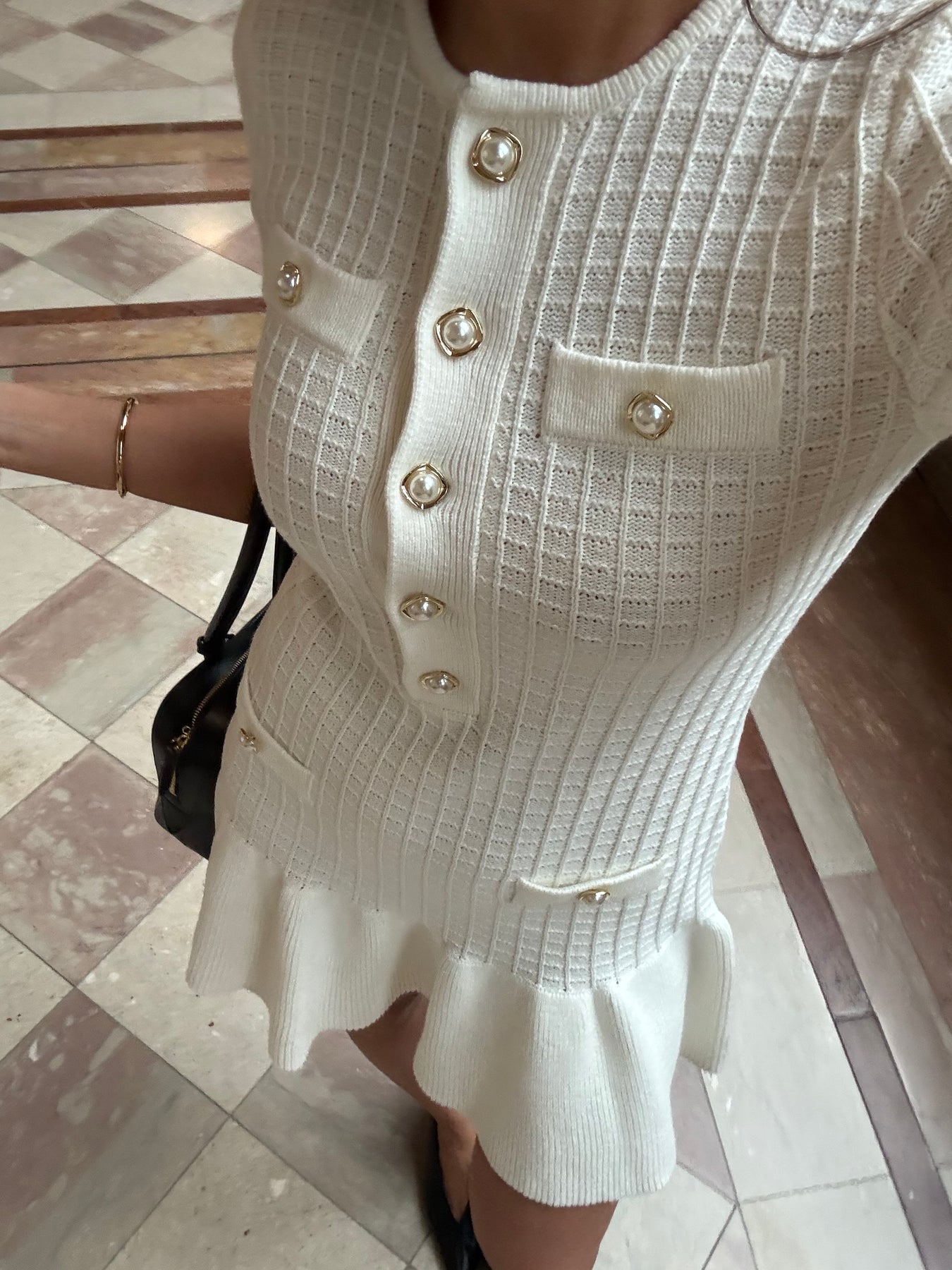 Gerdalil Cotton Knit Dress - Creme