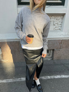 Nina Wool Knit Sweater - Grey Melange