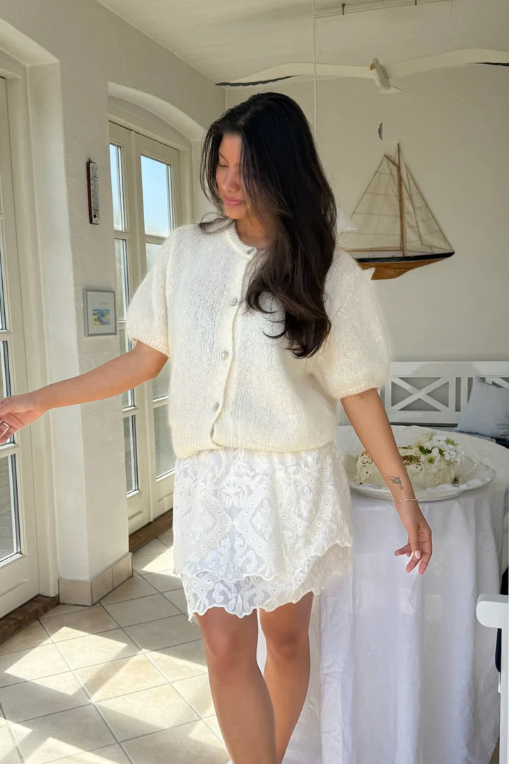 Idaic SS Cardigan - Vit