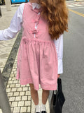 Washed Stretch Cotton Mini Bow Tie Dress - Bleached Mauve